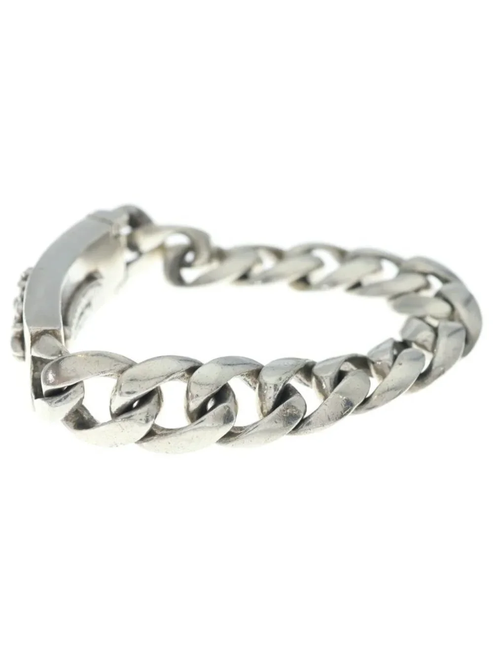 Chrome Hearts ID Floral Crs Cross ID Classic Link Bracelet 13 Silver